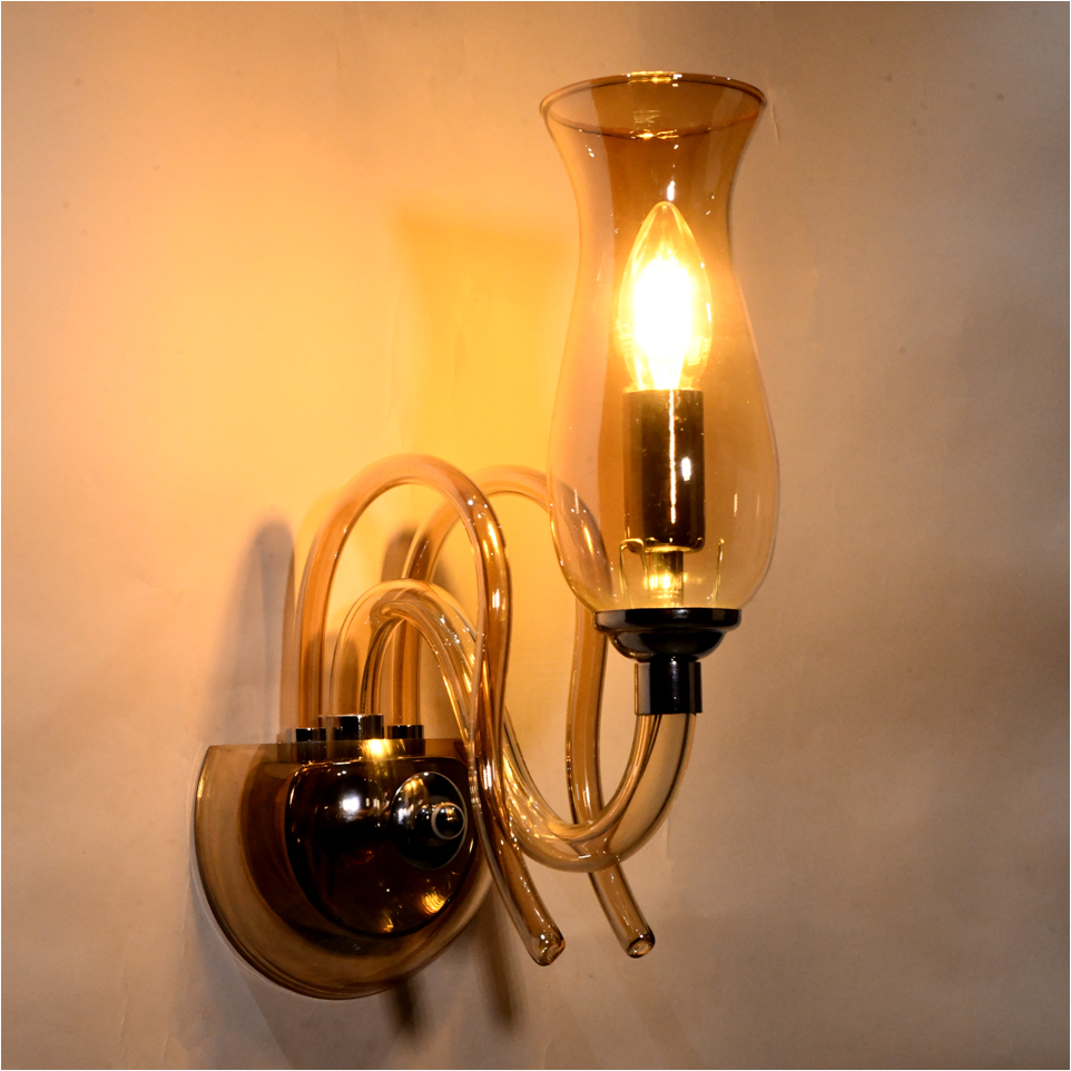 Antique-style wall lamp with glass lampshade (HL84545/1)